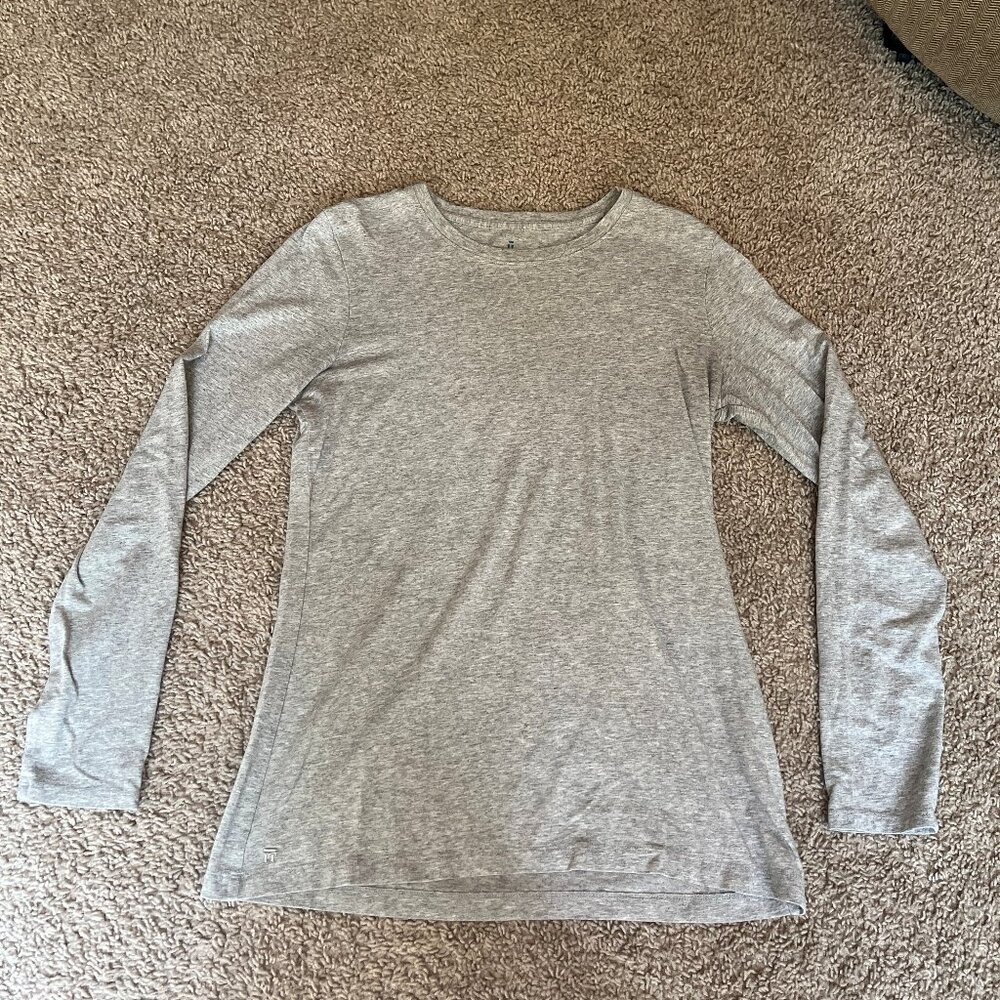 Tommy John Second Skin Long Sleeve Crew Neck T-Shirt in Heather Grey, Sz M